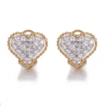Heart-Shaped Pavé Lab Diamond Stud Earrings in 18k Yellow Gold