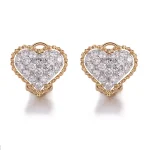 Heart-Shaped Pavé Lab Diamond Stud Earrings in 18k Yellow Gold