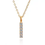 Round Cut Diamond Pendant Necklace Vertical Bar Charm Style(Pendant Only)