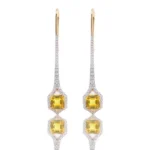 *Elegant Yellow Lab Gemstone and Moissanite Drop Earrings