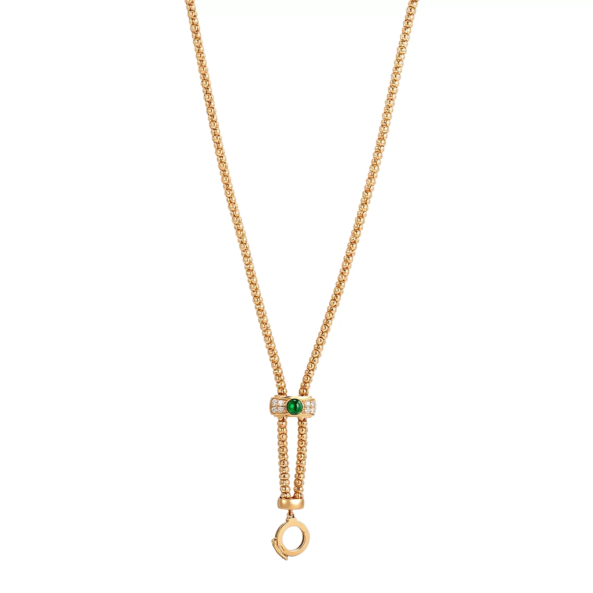 1-10-scaled-1 Golden Emerald Necklace | 18K Yellow Gold Chain with Oval Emerald & Round Diamond Accents - Image 1