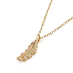 Round Cut Lab Diamond Pendant Necklace Paved Feather Plume Style(pendant only) - Image 2