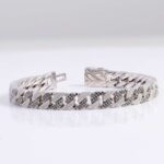 *7.5Inches White & Black Moissanite Triangles Intertwined Cuban Bracelet - Image 2