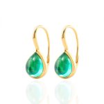 Elegant Gold Hoop Earrings with Pear-Cut Emeralds