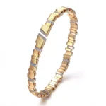 Step Harmony Bangle | 18K Yellow Gold Bangle with Rhythmic Diamond Accents