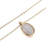 Round Cut Lab Diamond Pendant Necklace Paved Oval Medallion Style (pendant only) - Image 2