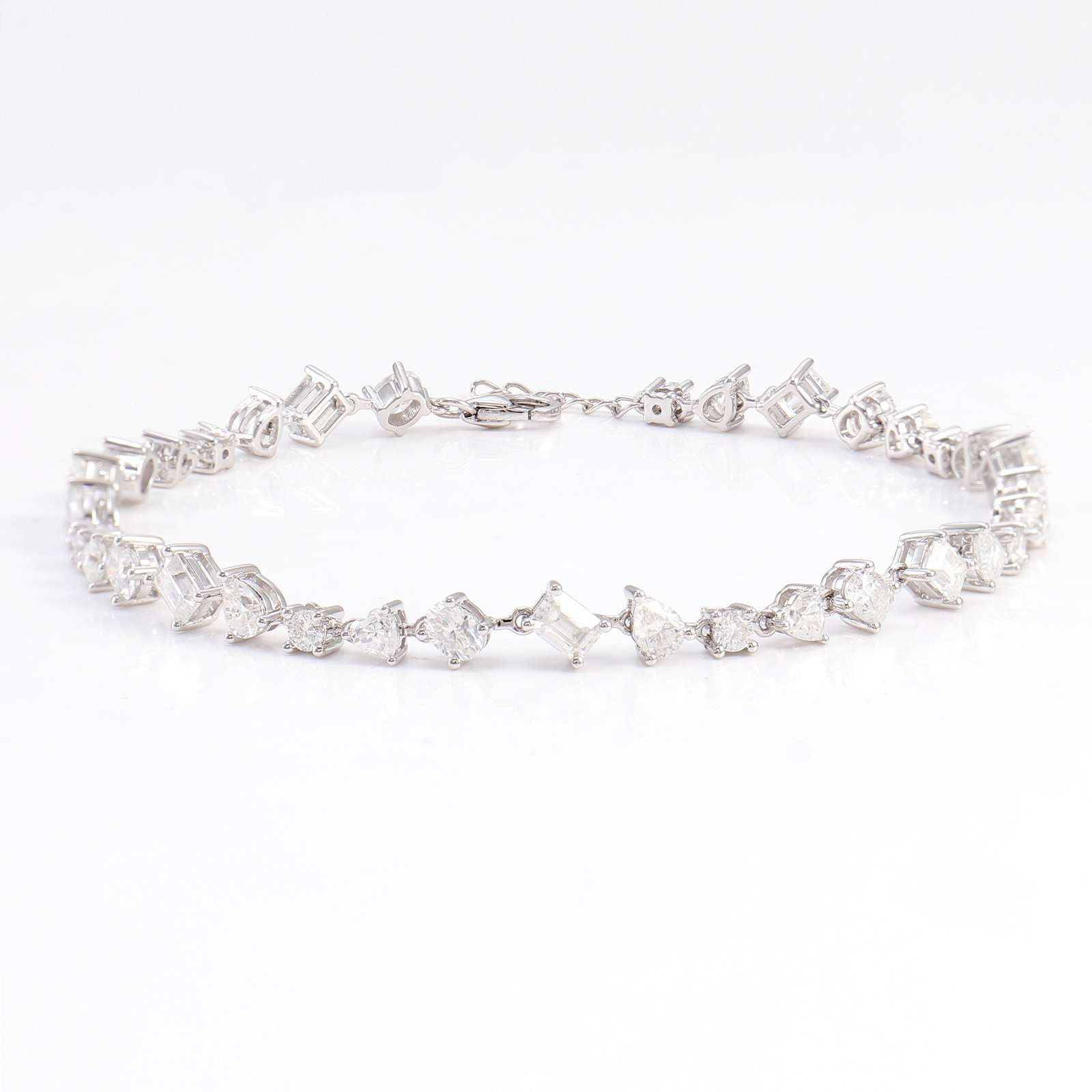 1-13-1 *Exquisite Multiple stone cuts White Gold Moissanite Bracelet - Image 1