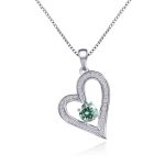 18-inch Heart-Shaped Necklace with Green Moissanite