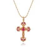 Ornate Byzantine-Style Ruby Cross Pendant | Pendant Only