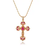 Ornate Byzantine-Style Ruby Cross Pendant | Pendant Only