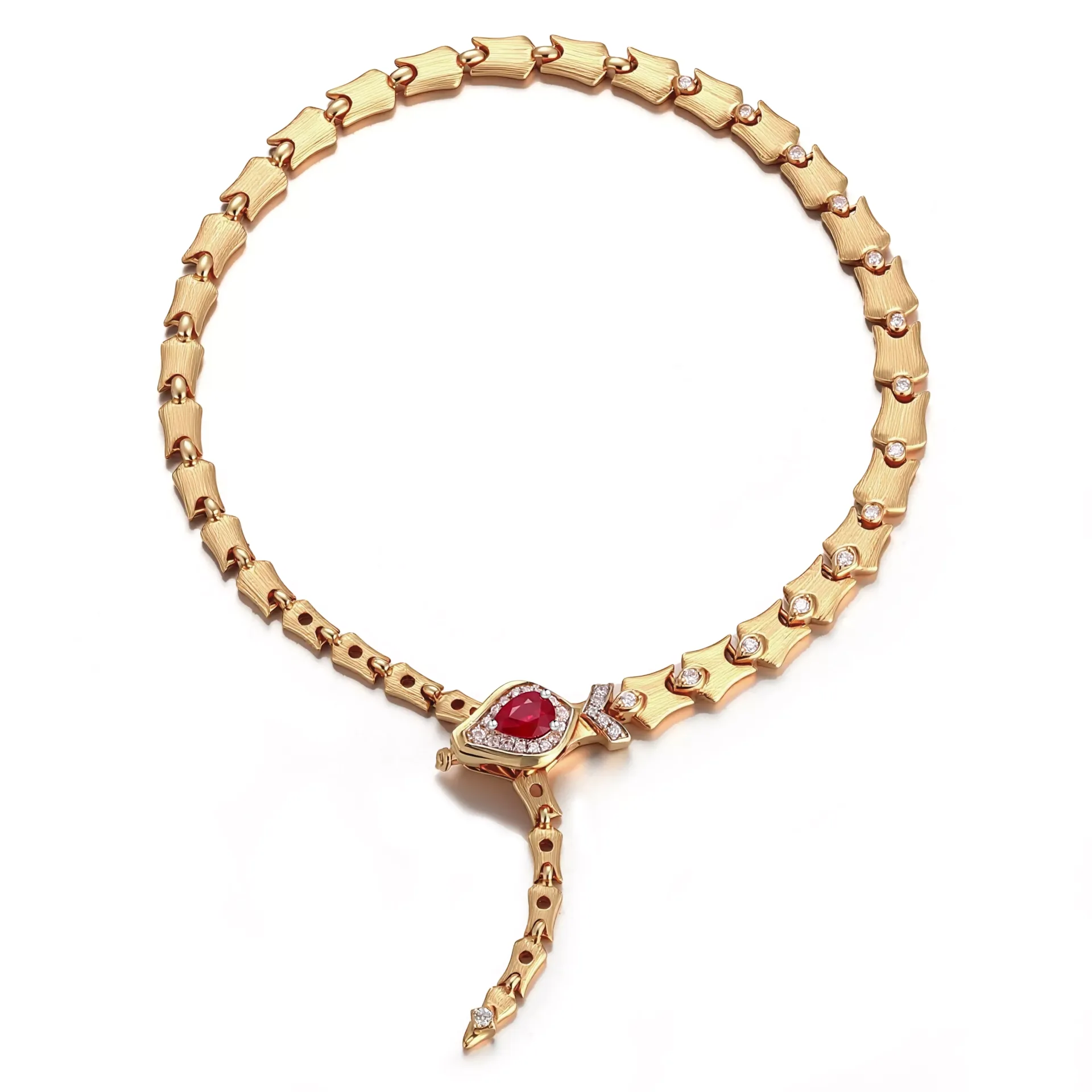 1-13-scaled-2 Ruby Snake Bracelet | 18K Yellow Gold Ruby-Eyed Snake with Lab Diamonds - Image 1