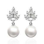 *Dazzling Marquise Moissanite Cluster Earrings with Suspended Freshwater Pearls