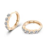 Golden Radiance Hoop Earrings - 14K Yellow Gold, Moissanite Circle of Light