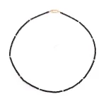Black Tourmaline Beaded Necklace Faceted Gemstone Minimalist Style