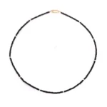 Black Tourmaline Beaded Necklace Faceted Gemstone Minimalist Style