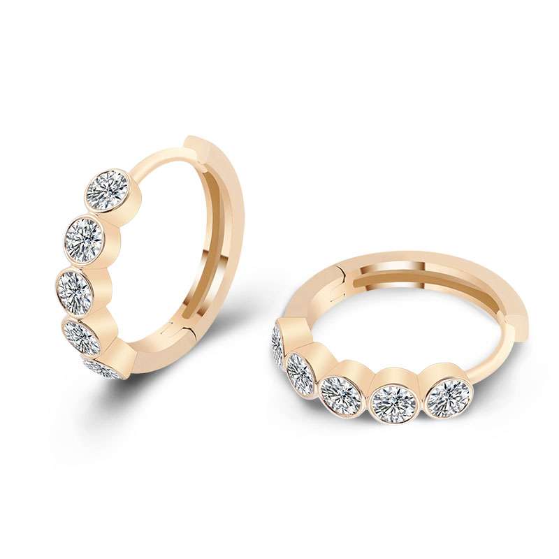 1-15 *Golden Radiance Hoop Earrings – 14K Yellow Gold, Moissanite Circle of Light - Image 1