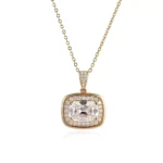 5.5ct Classic Cushion Cut Moissanite Pendant Necklace with Shimmering Round Brilliant Accent Stones(pendant only)