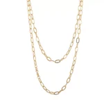 18k Yellow Gold Necklace Elongated Paperclip Link Chain Style
