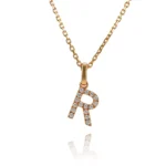 Pavé Diamond Initial ‘R’ Pendant in 18k Yellow Gold | Pendant Only