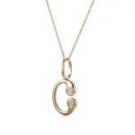 Classic Initial C Round Cut Moissanite Pendant Necklace, Personalized Anniversary Jewelry Gift - Image 2