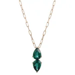 Elegant Double Pear Cut Lab Emerald Drop Pendant (Pendant Only)