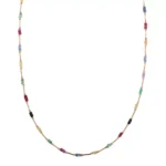 Rainbow Gemstone Symphony Necklace | 18K Yellow Gold Necklace with Multicolor Gemstone Beads