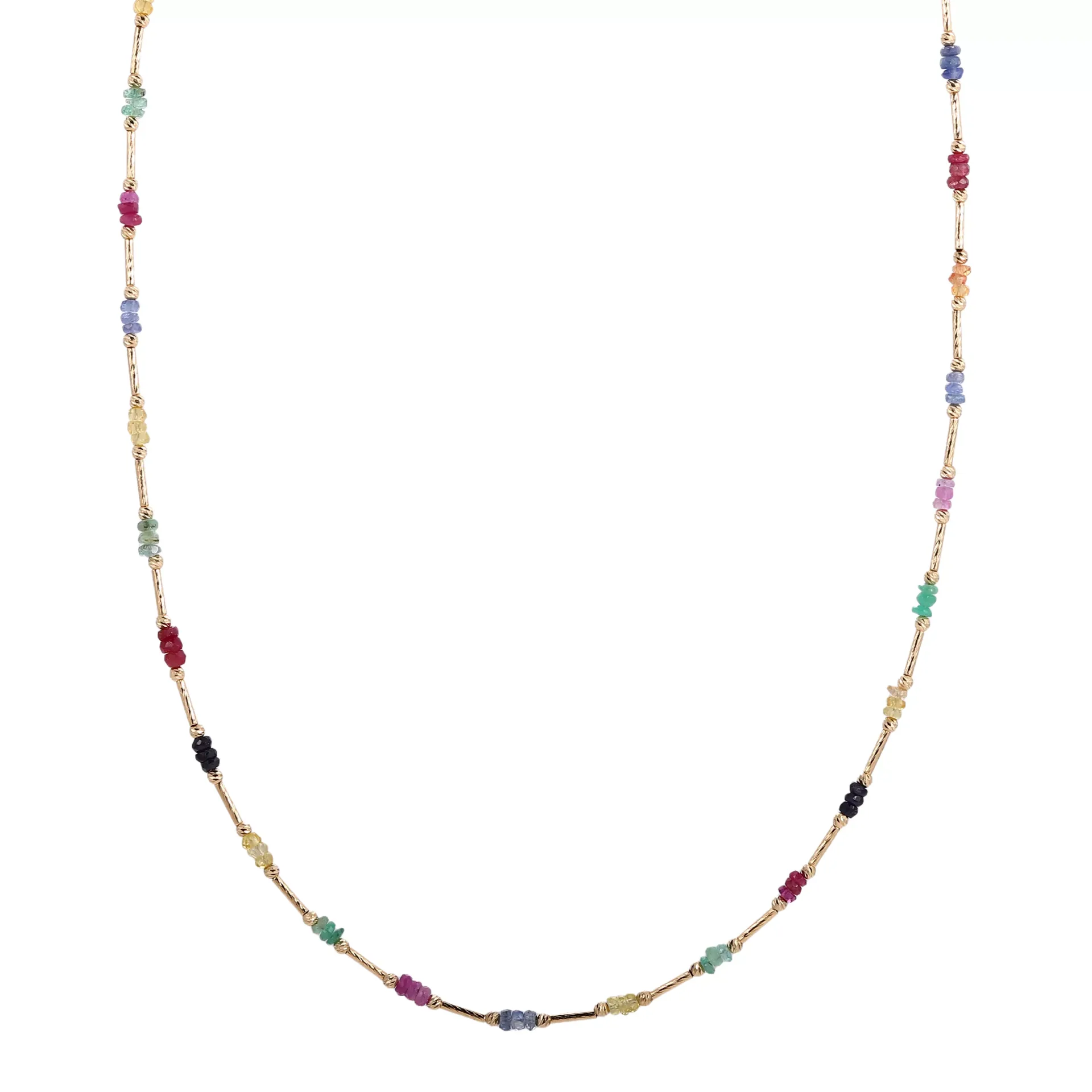 1-18-scaled-3 Rainbow Gemstone Symphony Necklace | 18K Yellow Gold Necklace with Multicolor Gemstone Beads - Image 1