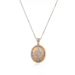 Round Cut Diamond Pendant Necklace Vintage Cross Medallion Motif(pendant only)