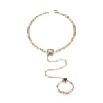 1.5ctw Elegant Emerald Cut Moissanite Slave Bracelet with Vibrant Lab Colored Gemstone Accent