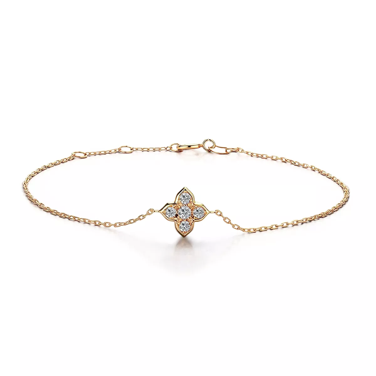 1-2-3 Round Cut Lab Diamond Bracelet Minimalist Geometric Star Motif - Image 1