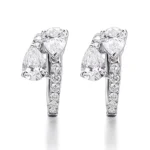 Multi-Shape Lab Diamond Cluster Huggie Earrings in 18k White Gold