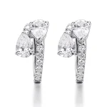 Multi-Shape Lab Diamond Cluster Huggie Earrings in 18k White Gold