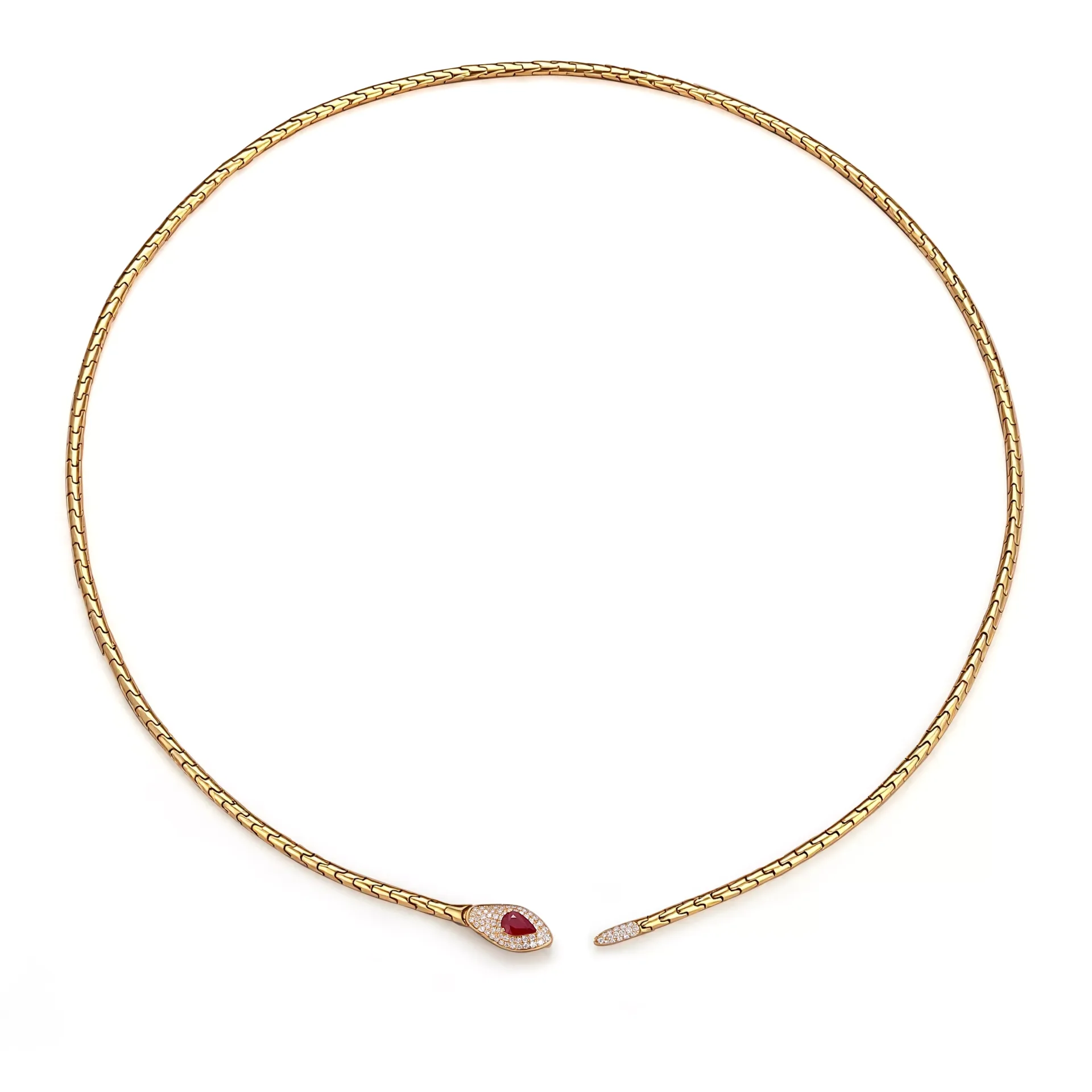1-2-scaled-2 Serpent Lariat Necklace | 18K Gold Adjustable Ruby and Snake - Image 1