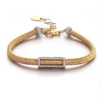 Golden Diamond Bracelet | 18K Yellow Gold Coiled Chain with Diamond Frame​