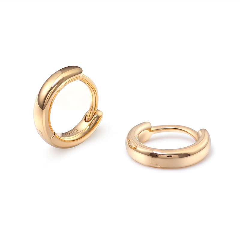 1-2 *Gold Round Huggie Hoop Earrings - Image 1
