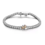 *Elegant Round and Pear Cut Moissanite Two Stone Tennis Bracelet