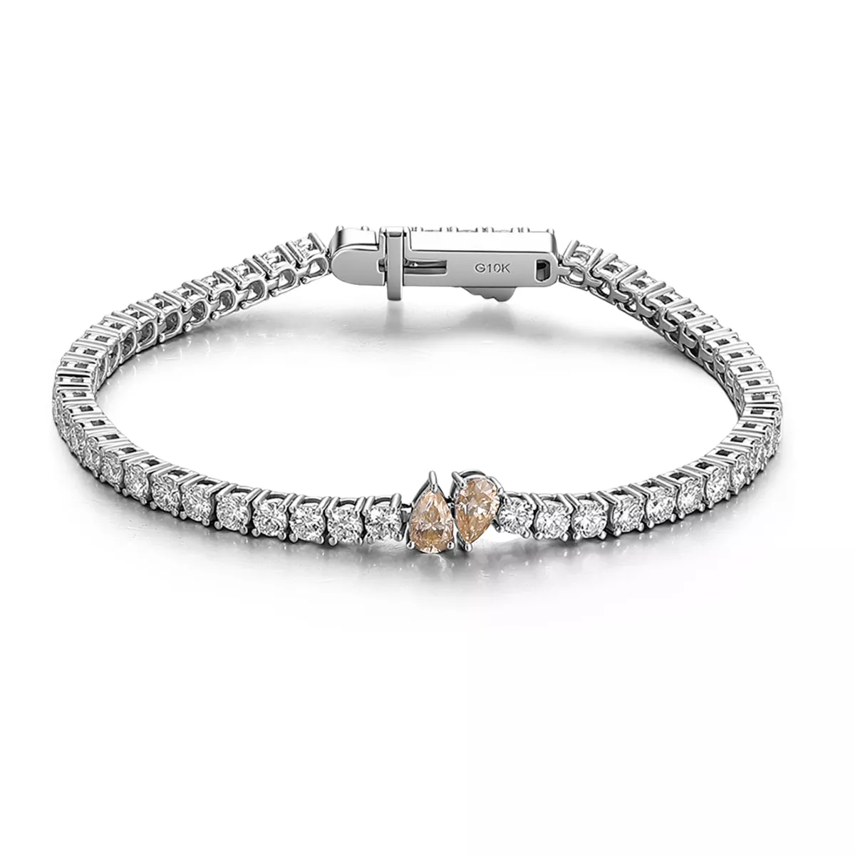 1-20-1 *Elegant Round and Pear Cut Moissanite Two Stone Tennis Bracelet - Image 1