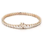*Classic Round Moissanite Tennis Bracelet Featuring Marquise Cut Floral Clasp