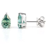 Elegant Pear Cut Green Moissanite Solitaire Stud Earrings with Prong Setting