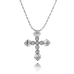 Art Deco Baguette and Round Diamond Cross Pendant in 18k White Gold(pendant only)
