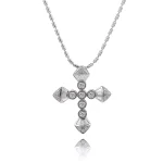 Art Deco Baguette and Round Diamond Cross Pendant in 18k White Gold