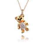 1 Carat Oval Lab Diamond Teddy Bear Pendant in 18k Yellow Gold(pendant only)