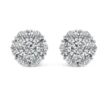 *Elegant Round Cut White Gold Moissanite Earrings