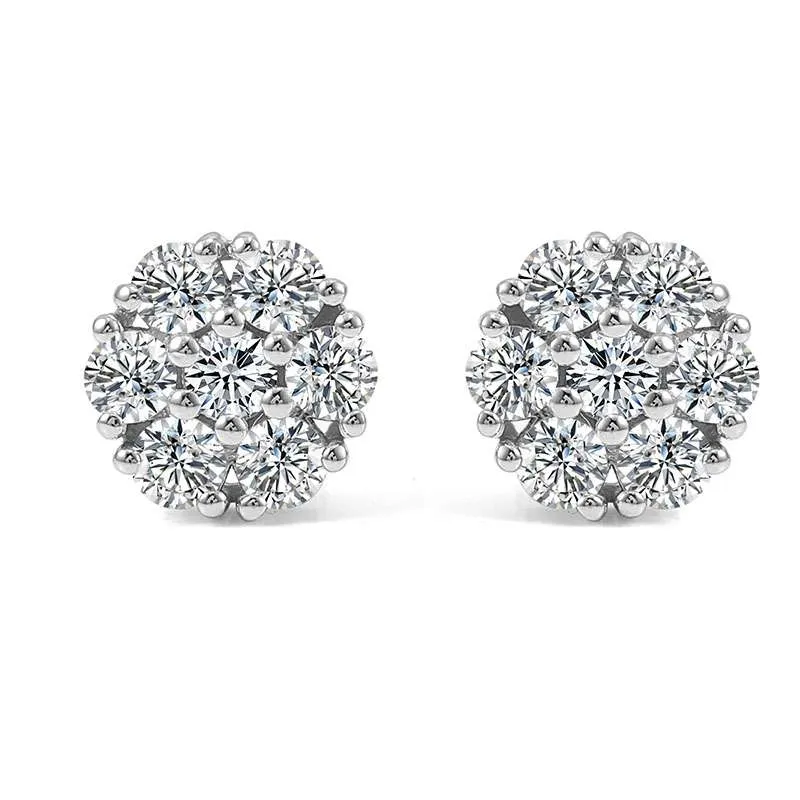 1-28 *Elegant Round Cut White Gold Moissanite Earrings - Image 1