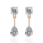 *Cushion&Pear Cut Moissanite Yellow Gold Drop Earrings