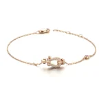 Round Cut Lab Diamond Bracelet Horseshoe Buckle Natural Gemstone Accent