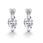Solitaire Marquise Cut Lab Diamond Drop Earrings in 18k White Gold(Earring backs not included)