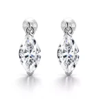 Solitaire Marquise Cut Lab Diamond Drop Earrings in 18k White Gold