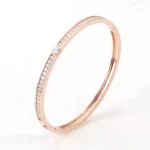*Sleek Channel Set Round Cut Moissanite Rigid Bangle Bracelet