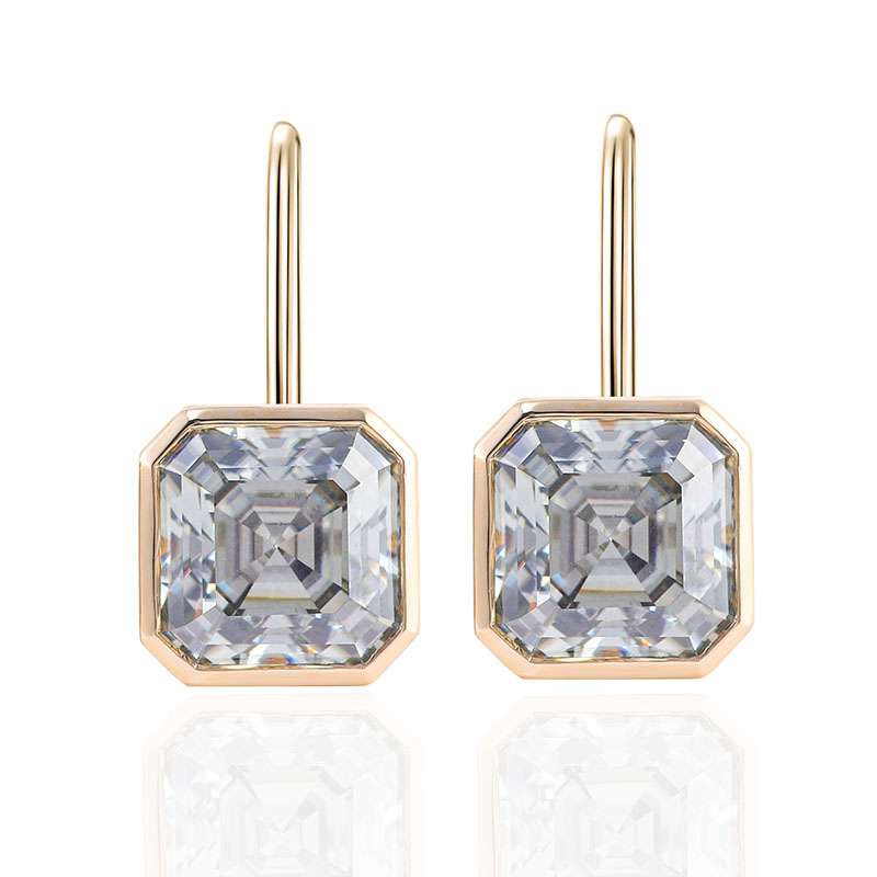 1-33-1 *Gorgeous VVS Moissanite Asscher Cut Drop Earrings - Image 1